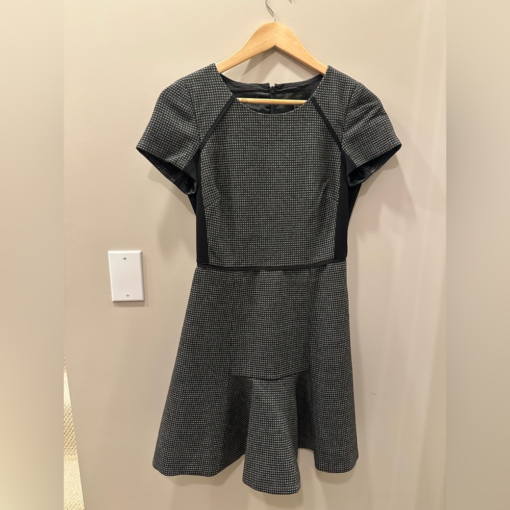 J. Crew Black and Gray Mini Tweed Dress